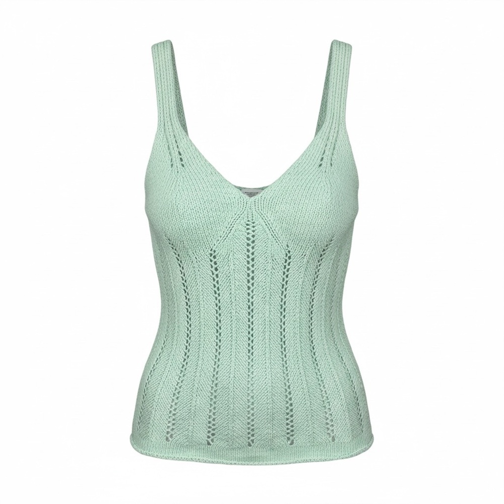 Abercrombie Crochet Knit Tank Top Mint Green Large Boho Coastal‎ Summer NWT